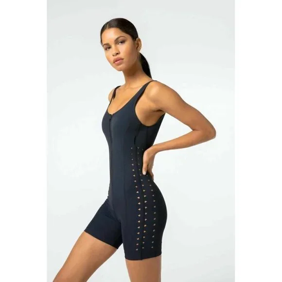 Free People Gigi C Maxine Black Romper One Piece Zip Front Bodysuit Size S New - Picture 1 of 8